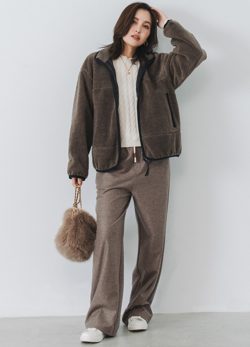 毛呢休閒直筒長褲